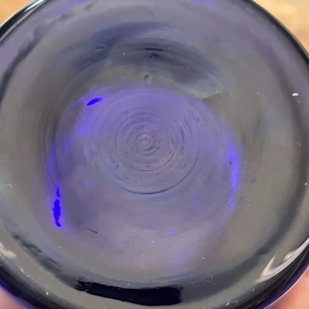 Vintage Cobalt Blue Hand Blown Glass Bud Vase Clear Glass on Bottom MCM Modern
